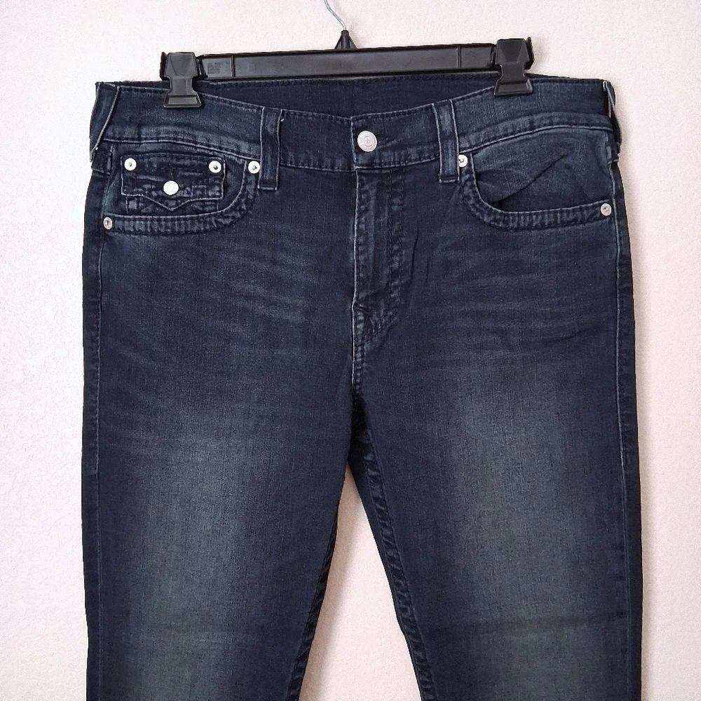 True Religion Geno Relaxed Slim Straight Leg Jeans Faded Denim Men's 38